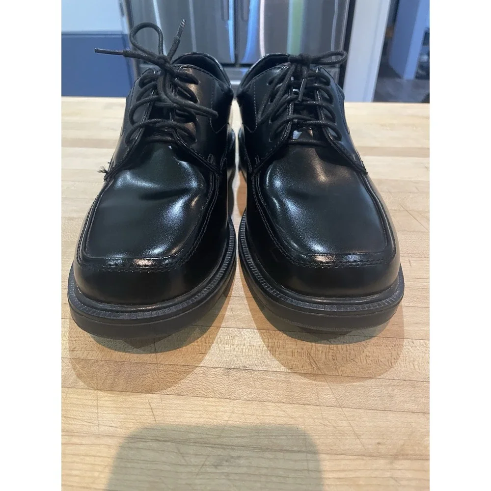 Nunn Bush Black Leather Tie Up Square Toe Comfort Gel Dress Shoes Mens Size 7.5M